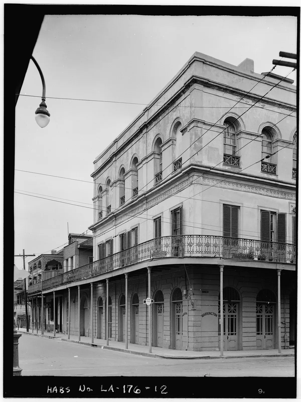 The LaLaurie house on Royal Street in a 1937 survey photograph, the mansion at the centre of New Orleans ghost tours